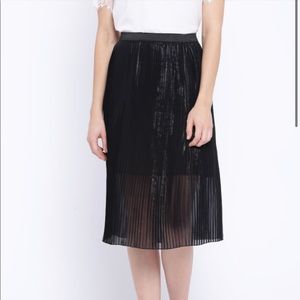 Mango black accordion pleat midi skirt